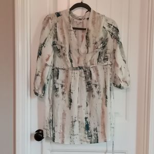 Watercolor Maternity Blouse with Ties